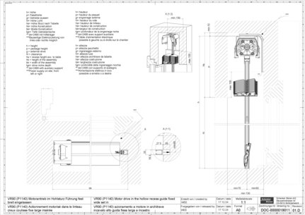 VR90 (P1140) Motor drive in the hollow recess guide fixed wide set in