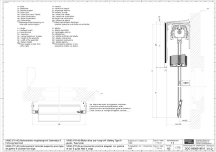 VR90 (P1140) Motor drive pre-hung with Gallery Type 8 guide - fixed wide