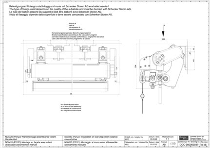 NGM20 (P2123) Installation on wall drop-down valance manual drive