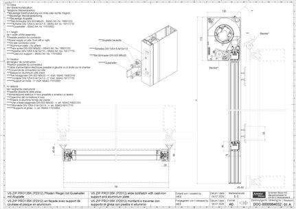 VS ZIP PRO135K (P2312) slide bolt/latch with cast-iron support and aluminium plate