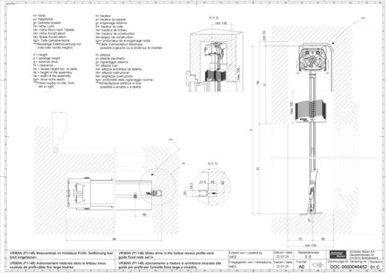 VR90W (P1148) Motor drive in the hollow recess profile-cord guide fixed wide set in