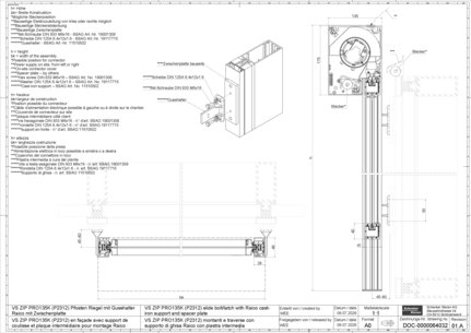 VS ZIP PRO135K (P2312) slide bolt/latch with Raico castiron support and spacer plate