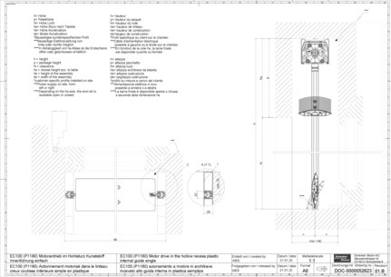 EC100 (P1180) Motor drive in the hollow recess plastic internal guide single