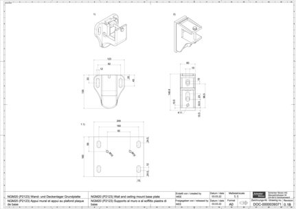 NGM20 (P2123) Wall and ceiling mount base plate