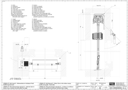 VR90W (P1148) Manual G - Motor Drive in the hollow recess profile-cord guide - fixed wide