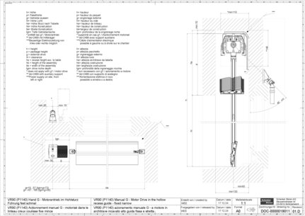 VR90 (P1140) Manual G - Motor Drive in the hollow recess guide - fixed narrow