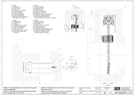 VR90 (P1140) Motor drive in the hollow recess guide - fixed narrow set in