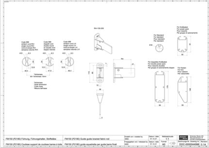 FM150 (P2180) Guide guide bracket fabric rod