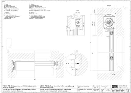 VS150 (P2160) Motor drive in the hollow recess bearing bracket recess guides